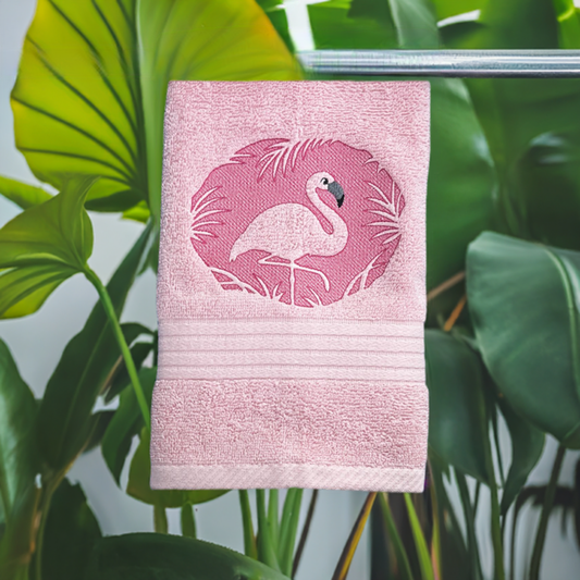 Pink Flamingo Design Embroidered hand Towel. Gift, personalized towels. Summer towels. Summer vibes. (Copy)