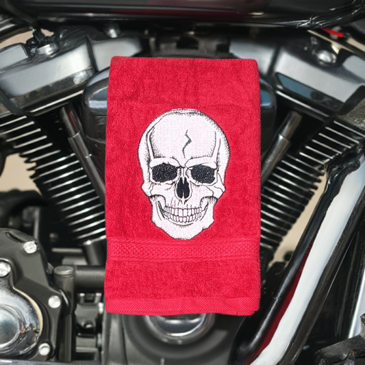 Skull Design, Skeleton Embroidered Hand Towel. Dia de Muertos, Day of the Dead Embroidered White or Color hand Towel. Gift, home decor.