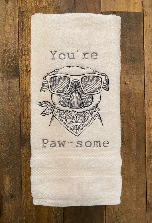 You are Paw-some Hand Towel - Embroidered hand Towels. Bathroom towels. Embroidered. Gifts. Valentine’s. Friends, Awesome