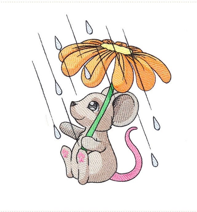 Spring Showers Duck, Spring Showers Bunny & Spring Showers Mouse embroidered Hand Towels , Gift, personalized, nursery, Children.