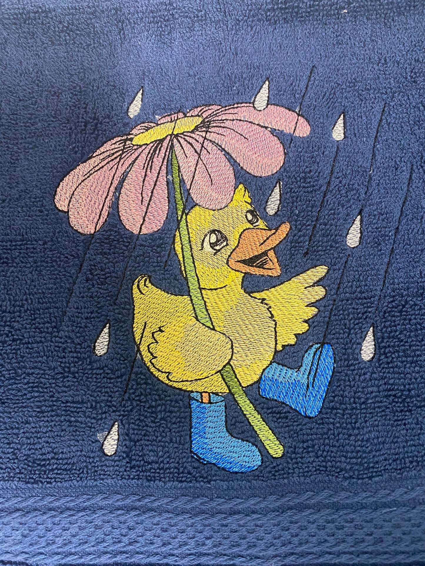 Spring Showers Duck, Spring Showers Bunny & Spring Showers Mouse embroidered Hand Towels , Gift, personalized, nursery, Children.